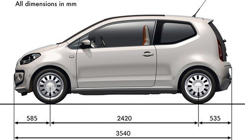 VW Up Dimensions Side Only