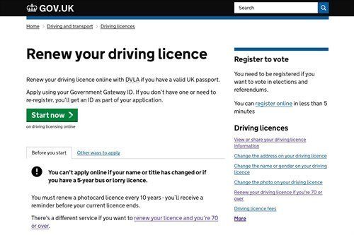 Renew Driving Licence