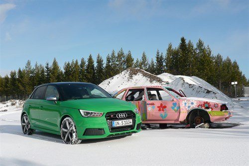 Audi S1 Green + Pink Volvo 1