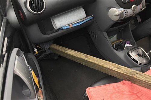 Fence Post Through Floor Of Citroen C1