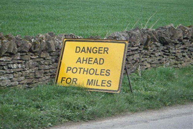 Potholes Ahead Sign 700