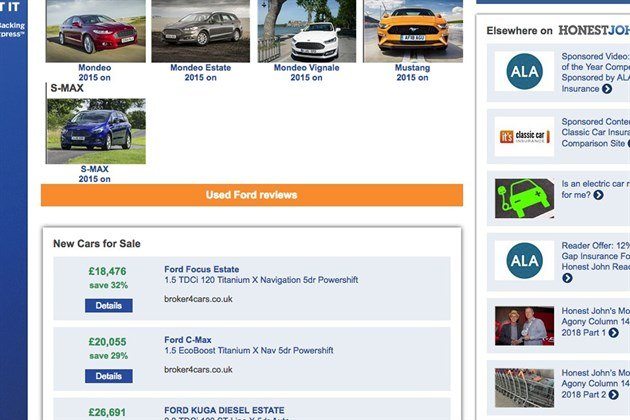 Website Screen Shot Used Ford Reviews