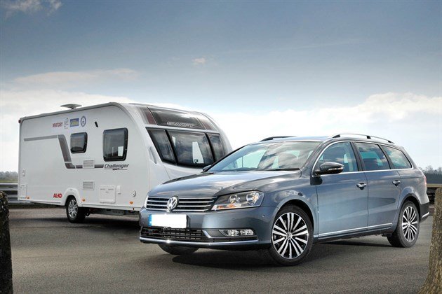 VW Passat Estate 13 Reg With Caravan Retouched